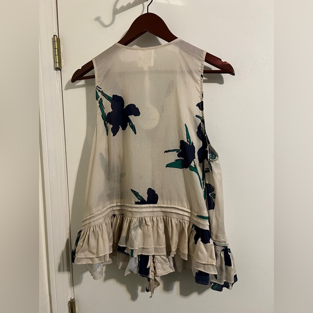 NWT Hope for Flowers by Tracy Reese Frilled Shell l Blue Motif | Size Medium - Picture 6 of 12